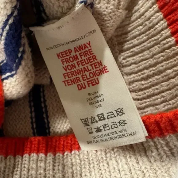 Boden Unisex 4-5Y Navy/Cream Striped Sweater 100% Cotton - Picture 3 of 4